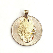 Load image into Gallery viewer, New 14k yellow Gold lion head face with crown Leo Pendant charm fine gift 2.4g
