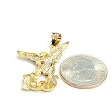Load image into Gallery viewer, 14k Two tone gold saint Michael pendant charm fine religious gift jewelry 4.3g
