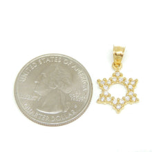 Load image into Gallery viewer, 14k yellow gold star of David Israel pendant cubic zirconia fine jewelry 1.2g

