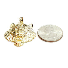 Load image into Gallery viewer, 14k yellow solid Gold tiger male head face Pendant diamond cut fine jewelry 5.7g
