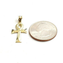 Load image into Gallery viewer, 10k yellow gold Egyptian ankh cross pendant charm fine religious jewelry 0.9g
