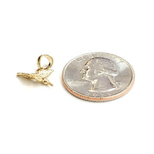 Load image into Gallery viewer, 14k yellow Gold Tiny Solid 3D Hummingbird Pendant charm fine gift jewelry 1g
