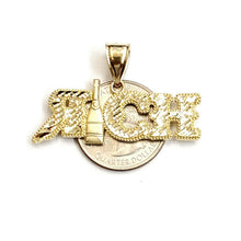 Load image into Gallery viewer, New 10k yellow Gold RICH word Pendant charm diamond cut fine jewelry 4.4g
