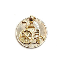 Load image into Gallery viewer, 14k yellow Gold wheelchair handicap disability Pendant charm fine jewelry 2.4g
