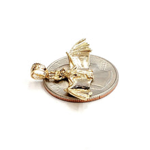 Load image into Gallery viewer, 14k yellow gold 3D bat open wings pendant charm gift fine jewelry polished 2.5g
