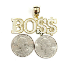 Load image into Gallery viewer, New 10k yellow Gold Boss dollar sign word Pendant charm fine gift jewelry 6.4g
