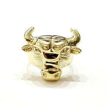 Load image into Gallery viewer, 10k yellow gold bull head zodiac Taurus men&#39;s Ring diamond cut jewelry Size 9
