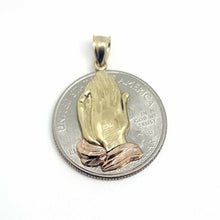 Load image into Gallery viewer, New 14k 2 tone gold praying hands pendant charm religious gift fine jewelry 1.9g
