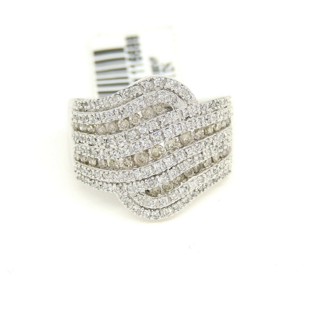 New 1ct Genuine diamond 14k White Gold Women anniversary wide band Ring Size 7