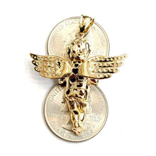 Load image into Gallery viewer, 14k yellow Gold 3D full body angel Pendant cubic zirconia fine jewelry 9.3g
