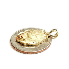 Load image into Gallery viewer, New 14k yellow Gold lion head face with crown Leo Pendant charm fine gift 2.4g
