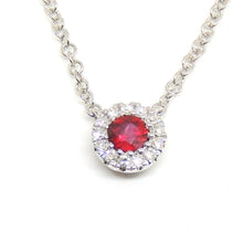 Load image into Gallery viewer, New 14k white Gold 0.18Ct real Diamond &amp; ruby necklace gift 18&quot; adjustable chain
