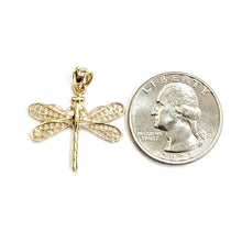 Load image into Gallery viewer, New 14k yellow gold dragonfly Pendant charm gift fine jewelry 1.7g
