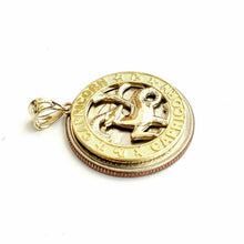 Load image into Gallery viewer, 10k yellow Gold round Capricorn Sea Goat zodiac Pendant charm fine jewelry 2.3g
