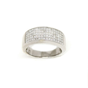 1.25ct genuine diamond 14k White Gold Women wide band Ring fine jewelry Size 7