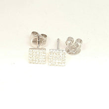 Load image into Gallery viewer, New 14k White Gold 0.11Ct Round Diamond square stud Earrings Push Back Fastening
