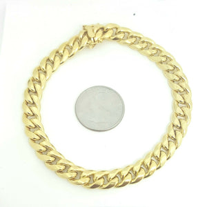 New 10K yellow gold 9mm hollow Cuban Miami bracelet Fine gift jewelry 9" 20.9g