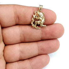 Load image into Gallery viewer, 10k yellow solid Gold Aquarius zodiac astrology Pendant charm fine jewelry 1.6g
