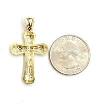 Load image into Gallery viewer, New 10k yellow gold nugget cross pendant charm fine jewelry religious gift 2.1g
