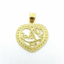 Load image into Gallery viewer, New 10k yellow Gold heart i love you Pendant charm fine women gift jewelry 2.2g
