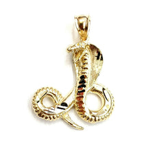 Load image into Gallery viewer, 14k yellow gold cobra snake reptile Pendant charm diamond cut fine jewelry 4.5g
