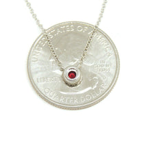 Load image into Gallery viewer, New 14k white Gold 0.18Ct real Diamond &amp; ruby necklace gift 18&quot; adjustable chain
