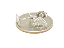 Load image into Gallery viewer, New 14k white Gold 0.22Ct Round Diamonds heart stud Earrings Push Back Fastening
