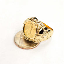 Load image into Gallery viewer, 14K Gold nugget coin ring size 10.5 14.4g 5 dollar 1/10 oz 22k American Eagle
