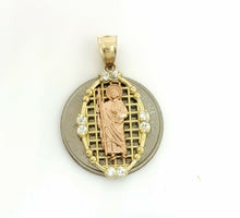 Load image into Gallery viewer, New 14k Gold two tone oval saint Jude juda Pendant charm cubic zirconia 2.9g
