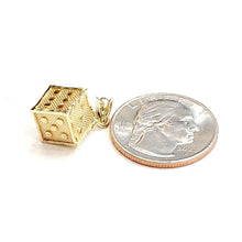 Load image into Gallery viewer, 10k yellow Gold 3D dice Pendant charm diamond cut gamble Vegas fine jewelry 2.3g
