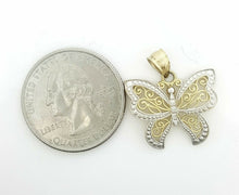 Load image into Gallery viewer, 14k two tone solid Gold butterfly full body Pendant charm fine gift jewelry 1.9g
