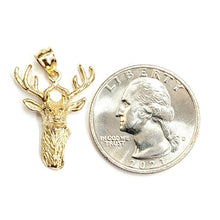 Load image into Gallery viewer, 14k yellow Gold deer buck male head Hunting Pendant charm gift  jewelry 1.9g
