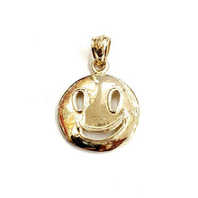 Load image into Gallery viewer, New 14k yellow gold round happy face emoji pendant charm gift fine jewelry 1.5g

