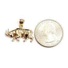 Load image into Gallery viewer, 14k yellow solid Gold taurus bull zodiac Pendant charm fine gift jewelry 3.1g
