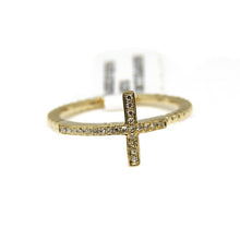 Load image into Gallery viewer, 14k yellow Gold 0.08ct diamond women cross ring jewelry gift for her 10mm Size 7
