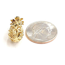Load image into Gallery viewer, New 14k yellow gold pineapple 3D diamond cut fruit pendant charm fine jewelry 3.9g
