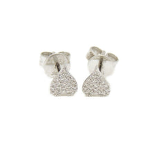 Load image into Gallery viewer, New 14k white Gold 0.10Ct Round Diamonds heart stud Earrings Push Back Fastening
