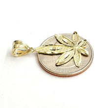 Load image into Gallery viewer, New 10k yellow gold marijuana leaf weed pendant diamond cut medical jewelry 1.6g
