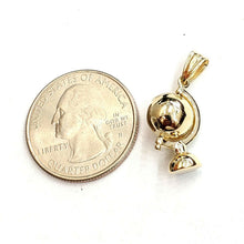 Load image into Gallery viewer, New 14k yellow gold 3D SPINNING round globe planet earth world map pendant 1.5g
