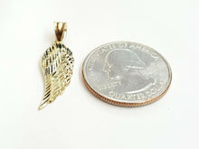 Load image into Gallery viewer, 14k Yellow Gold Single Angel Wing Pendant Diamond Cut Unisex fine jewelry 1.2g
