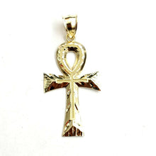 Load image into Gallery viewer, 10k yellow gold Egyptian ankh cross pendant charm fine religious jewelry 2.3g
