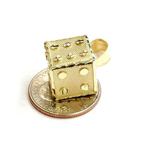 Load image into Gallery viewer, 10k yellow Gold 3D dice Pendant charm diamond cut gamble Vegas fine jewelry 6.8g
