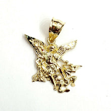 Load image into Gallery viewer, New 10k yellow gold saint Michael pendant charm fine religious gift jewelry 1.8g
