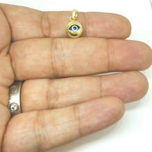 Load image into Gallery viewer, New 14k yellow gold blue evil eye pendant charm fine gift jewelry for her 0.7g
