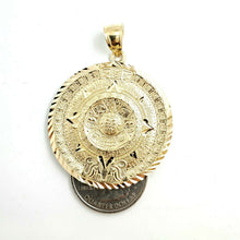 Load image into Gallery viewer, 14k yellow Gold Aztec Mayan sun calendar Azteca pendant fine jewelry 1.52" 8g
