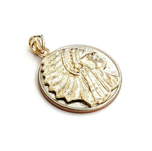 Load image into Gallery viewer, New 14k solid yellow Gold Indian Chief face head Pendant fine jewelry 3.6g
