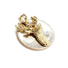Load image into Gallery viewer, 14k yellow Gold deer buck male head Hunting Pendant charm gift  jewelry 1.9g
