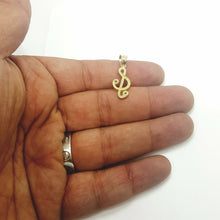 Load image into Gallery viewer, 10k solid yellow Gold music sign Pendant cubic zirconia fine jewelry 1.5g
