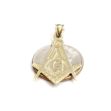 Load image into Gallery viewer, 10k yellow Gold Freemason Masonic Pendant charm gift religious jewelry 2.8g

