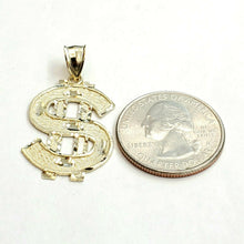Load image into Gallery viewer, New 10k yellow gold dollar sign diamond cut unisex lucky pendant charm gift 2.7g
